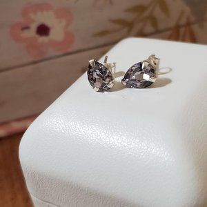 DEAL OF THE DAY $25 Swarovski 925 Sterling Silver Smoky mauve pear stud earrings
